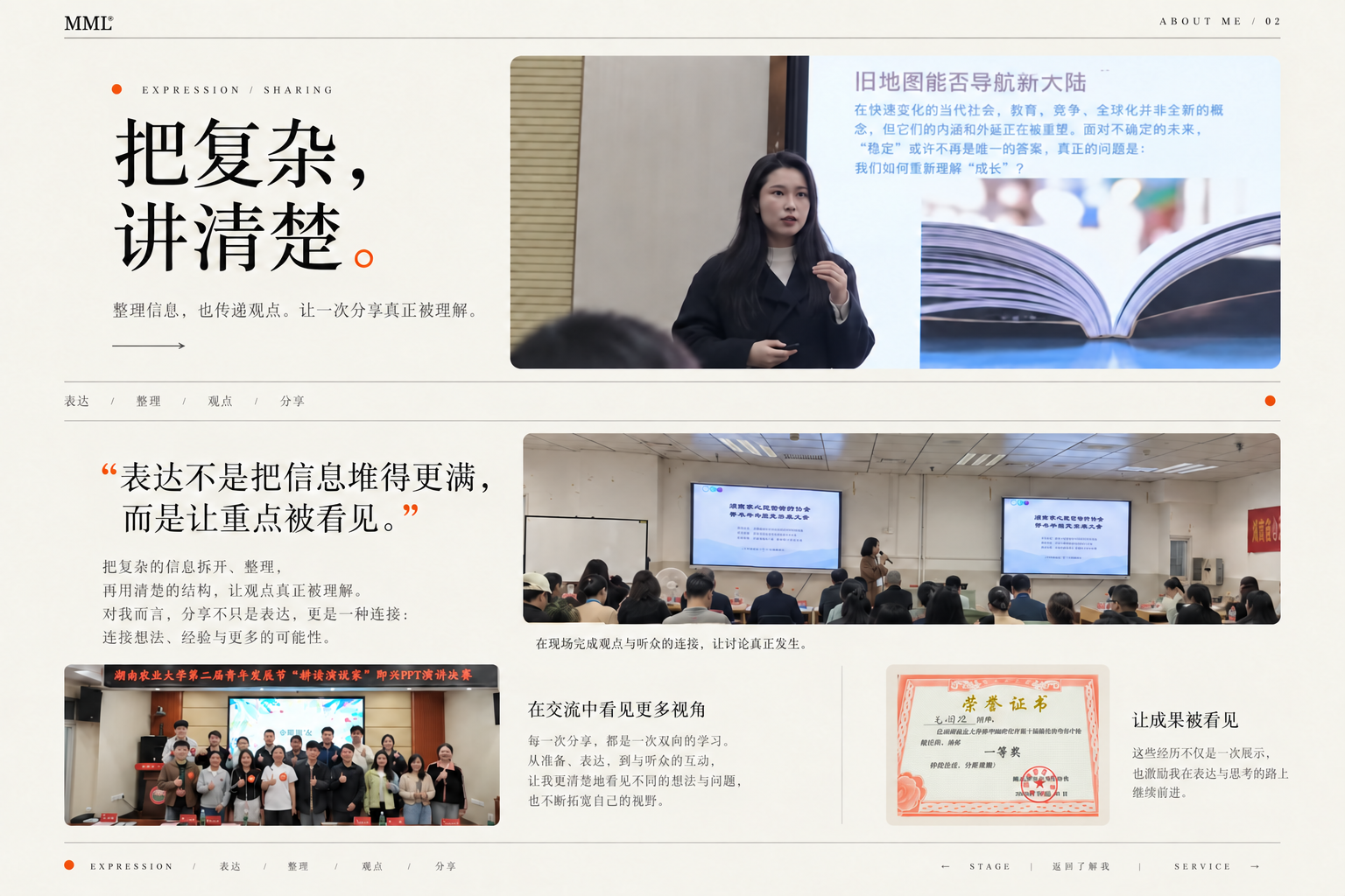 表达与分享详情海报的文字与版式底图；版面已移除多余的橘色装饰线。